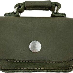 Leather Mini Briefcase Card Holder, Holds Up to 10 Cards Plus Folded Bills, Case